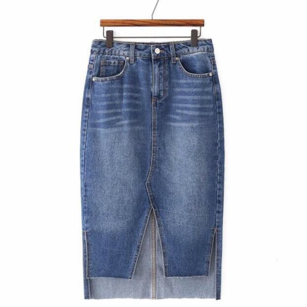 Denim pencil skirt